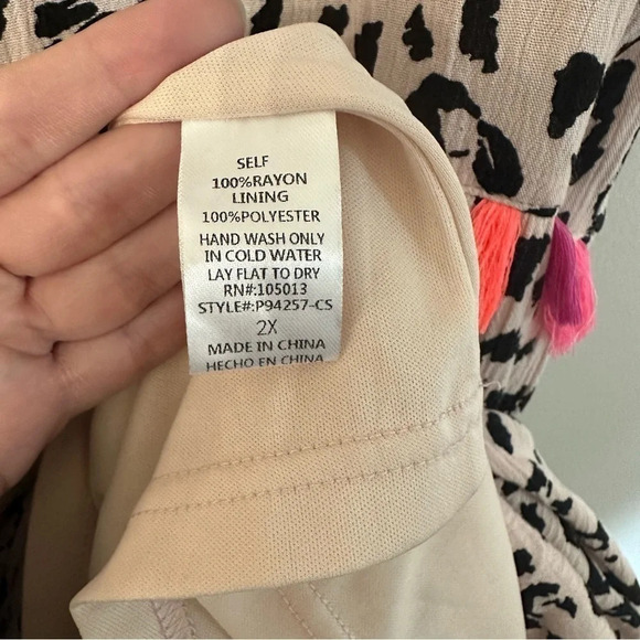 Savanna Jane Women's Stepping Ahead Leopard Neon Tassel Dress Size 2X GUC - Picture 5 of 11